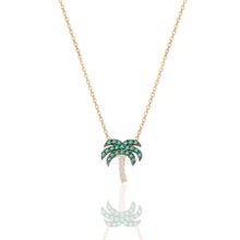 Söğütlü Silver SGTL10303 Gümüş rose yeşil taşlı palmiye kolye