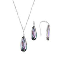 Söğütlü Silver SGTL10599 Rodyumlu Mistik Taşlı Damla Kolye Ve Küpe ikili Gümüş Set