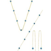 Söğütlü Silver SGTL10614 Altın Yaldızlı Cam Göz Nazar Kolye Küpe Ve Bileklik Gümüş Set