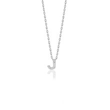 Söğütlü Silver SGTL10619 Gümüş Rodyumlu Üç Boyutlu Minimal J Gümüş Harf Kolye