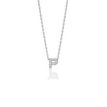 Söğütlü Silver SGTL10619 Gümüş Rodyumlu Üç Boyutlu Minimal P Gümüş Harf Kolye