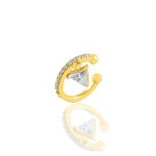 Söğütlü Silver SGTL10698GOLD Gümüş Altın Yaldızlı Taşlı Üçgen Sallantılı Kıkırdak Gümüş Küpe