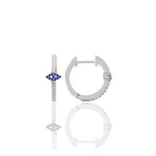 Söğütlü Silver SGTL10709RODAJ Rodyumlu Safir Taşlı Eye Halka Gümüş Küpe