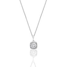 Söğütlü Silver SGTL10731RODAJ Gümüş Zirkon Taşlı Kare Pırlanta Montürlü Gümüş Kolye