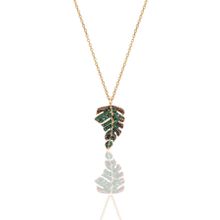 Söğütlü Silver SGTL10752 Gümüş Rose Yeşil Taşlı Yaprak Kolye