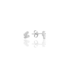Söğütlü Silver SGTL10758 Rodyumlu İki Baget Taşlı Gümüş Küpe
