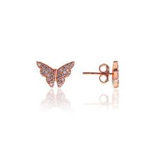 Söğütlü Silver SGTL10803 Rose Zirkon Taşlı Kelebek Gümüş Küpe