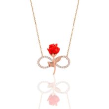 Söğütlü Silver SGTL10896 Gümüş Rose Kırmızı Gül Sonsuzluk Kolye