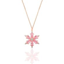 Söğütlü Silver SGTL10898 Gümüş Rose Pembe Taşlı Kar Tanesi Kolye