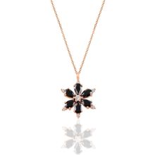 Söğütlü Silver SGTL10898 Gümüş Rose Siyah Taşlı Kar Tanesi Kolye