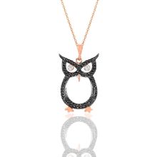 Söğütlü Silver SGTL10914 Gümüş Rose Siyah Taşlı Baykuş Kolye