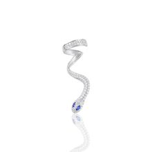 Söğütlü Silver SGTL10971 Rodyumlu Safir ve Zirkon Taşlı Kıkırdak Yılan Gümüş Küpe