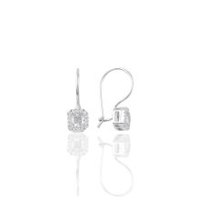 Söğütlü Silver SGTL10972 Gümüş Altın Yaldızlı Baget Taşlı Kare Küpe