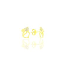 Söğütlü Silver SGTL10977 Gümüş Altın Yaldızlı Zirkon Taşlı Kedi Küpe