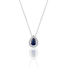 Söğütlü Silver SGTL11005 Gümüş Rodyumlu Safir Taşlı Damla Modeli Kolye