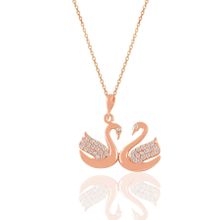 Söğütlü Silver SGTL11032 Gümüş Rose Zirkon Taşlı Çift Kuğu Kolye