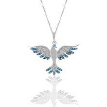 Söğütlü Silver SGTL11129 Gümüş Rodyumlu Turkuaz Taşlı Simurg Anka Kuşu Kolye