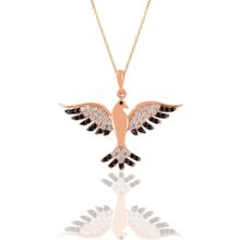 Söğütlü Silver SGTL11130 Gümüş Rose Oniks Taşlı Simurg Anka Kuşu Kolye