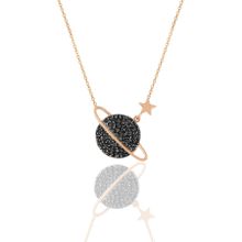 Söğütlü Silver SGTL11134 Gümüş Rose Siyah Taşlı Gezegen Kolye