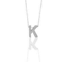 Söğütlü Silver SGTL11181 Gümüş Rodyumlu Üç Boyutlu Minimal K Harf Kolye