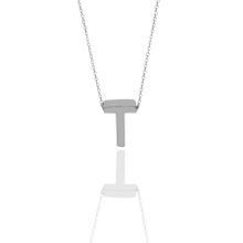 Söğütlü Silver SGTL11181 Gümüş Rodyumlu Üç Boyutlu Minimal T Harf Kolye
