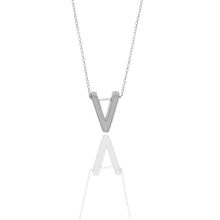Söğütlü Silver SGTL11181 Gümüş Rodyumlu Üç Boyutlu Minimal V Harf Kolye