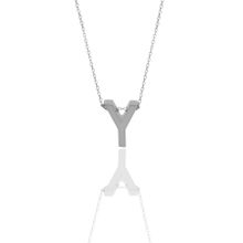 Söğütlü Silver SGTL11181 Gümüş Rodyumlu Üç Boyutlu Minimal Y Harf Kolye