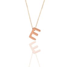 Söğütlü Silver SGTL11182 Gümüş Rose Üç Boyutlu Minimal E Harf Kolye