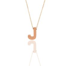Söğütlü Silver SGTL11182 Gümüş Rose Üç Boyutlu Minimal J Harf Kolye