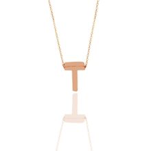 Söğütlü Silver SGTL11182 Gümüş Rose Üç Boyutlu Minimal T Harf Kolye