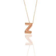 Söğütlü Silver SGTL11182 Gümüş Rose Üç Boyutlu Minimal Z Harf Kolye