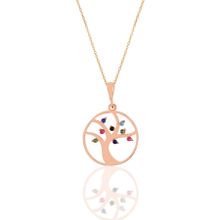 Söğütlü Silver SGTL11189 Gümüş Rose Renkli Taşlı Ağaç Kolye