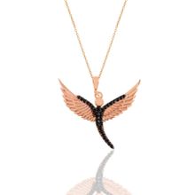 Söğütlü Silver SGTL11197 Gümüş Rose Siyah Taşlı Kanat Kolye