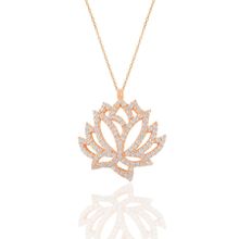 Söğütlü Silver SGTL11211 Gümüş Rose Zirkon Taşlı Lotus Çiçeği Kolye