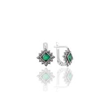 Söğütlü Silver SGTL11235 Gümüş Markazit Ve Kök Zümrüt Taşlı Baklava Modeli Küpe
