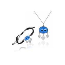 Söğütlü Silver SGTL11308 Gümüş Süryani Nazar Boncuğu Kolye Ve Bileklik Ikili Set
