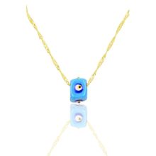 Söğütlü Silver SGTL11335 Gümüş Altın Yaldızlı 60 Cm Singapur Zincirli Mineli Turkuaz Kolye