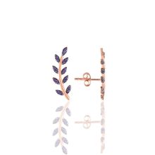 Söğütlü Silver SGTL11679 Gümüş Rose Ametis Taşlı Yaprak Küpe