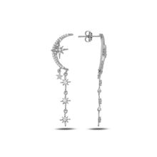 Söğütlü Silver SGTL11915 Gümüş Rodaj Zirkon Taşlı Tasarım Ay Kutup Yıldızı Sallantılı Küpe
