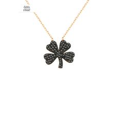 Söğütlü Silver SGTL2184 925 Ayar Gümüş Rose Siyah Taşlı Yonca Kolye