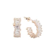 Söğütlü Silver SGTL2764 Rose Baget Taşlı Rose Halka Gümüş Küpe