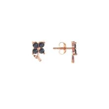 Söğütlü Silver SGTL8684 Rose Onix Taşlı Minik Yonca Gümüş Kadın Küpe