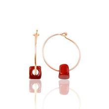 Söğütlü Silver SGTL9771ROSE Mercan Renkli Taşlı Halka Gümüş Küpe