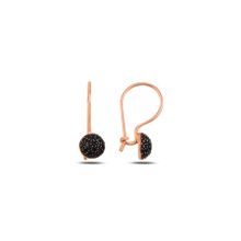 Söğütlü Silver SGTL9938 Rose Onix Taşlı Çengelli Yarım Top Gümüş Küpe