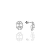 Söğütlü Silver TYC00097864223 Rodyumlu Oval Baget Taşlı Gümüş Küpe