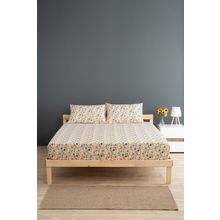 Soley Liberty Sarı %100 Pamuk Çift Kişilik 180x200 cm Lastikli Çarşaf Seti