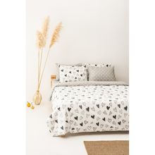 Soley Mix & Match Lover Beyaz %100 Pamuk Çift Kişilik Nevresim Seti