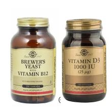 Solgar Brewer's Yeast with Vitamin B12 250 Tablet + Solgar Vitamin D3 1000 IU 100 Tablet