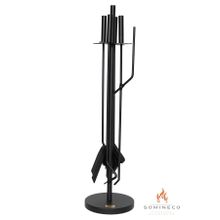 SOMINECO 5 Li Lüx Ithal Siyah Yuvarlak Tabanlı Şömine-soba Maşa Takımı Aksesuar Set 045