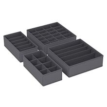 Songmics İç Giyim Saklama Kutuları, Çekmece Organizatörü, Dolap Organizeri, Katlanabilir, Sütyen, İç Çamaşırı, Çorap, Kravat İçin Katlanır Kutu, Kumaş Kutu 4'lü Set Gri, Rus04Gy